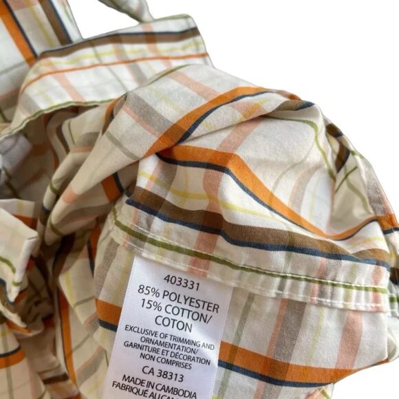 Cloudveil Plaid Button Shirt Orange Brown Biege Mens Size XL Short Sleeve - Picture 4 of 7